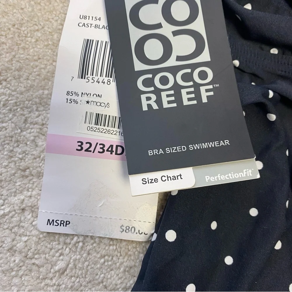 NWT Coco Reef Black and White One Piece Top Swimwear - Picture 7 of 11